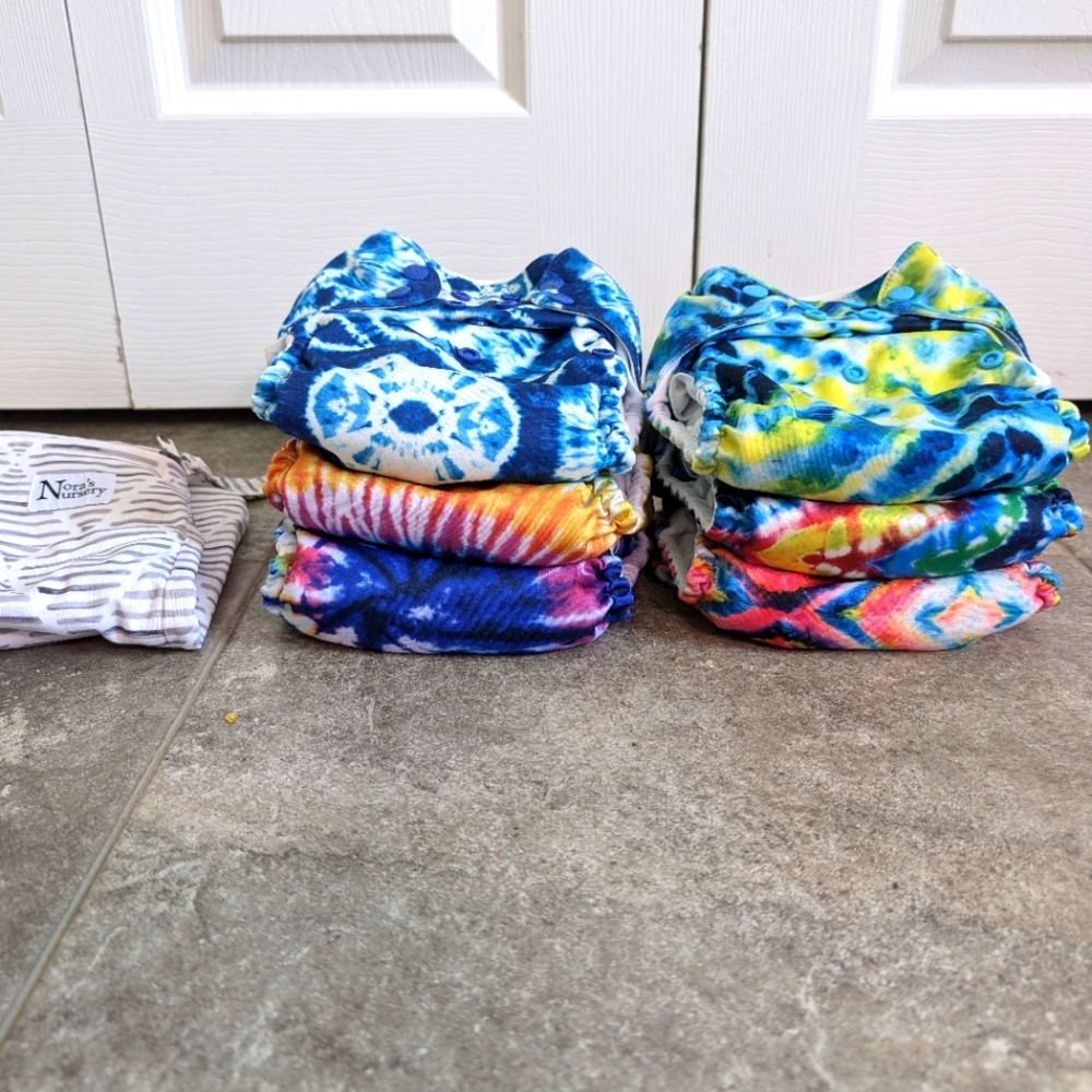 6 pack Mama Koala cloth diapers with wet bag